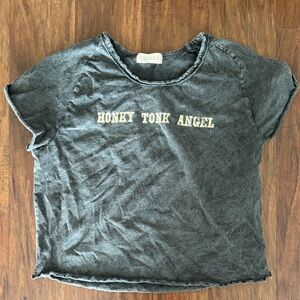 Honky Tonk Angel Graphic Tee in Washed Charcoal - altar’d state